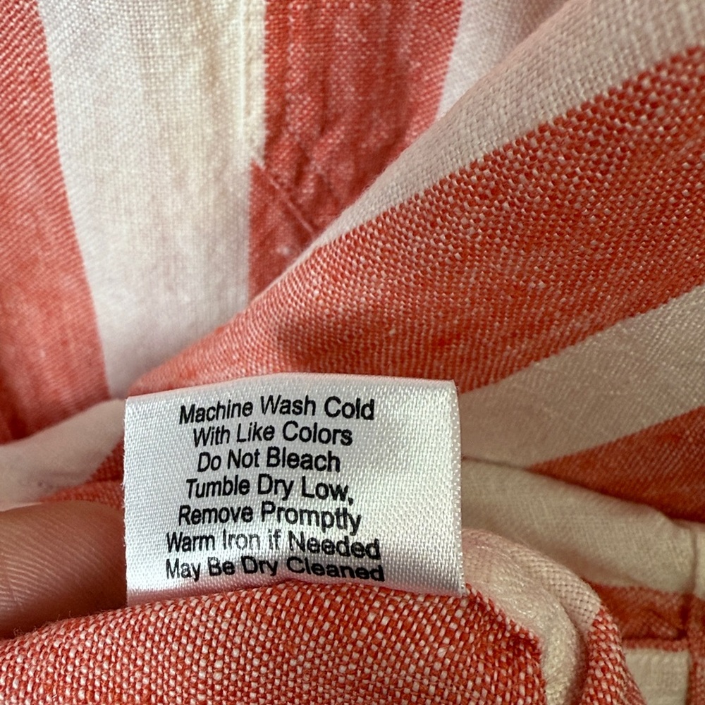 J. Peterman Men’s Red White Short-Sleeve Striped 100% Linen Shirt M-379 Sz XXL - Picture 7 of 7